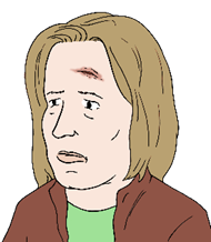 Bleichgesichtiger Mann mit sorgenvoller Miene, blondem Haar, brauner Jacke