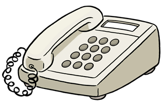 Beiges Tischtelefon mit Tastenfeld, Hörer und schwarzer Spiralschnur